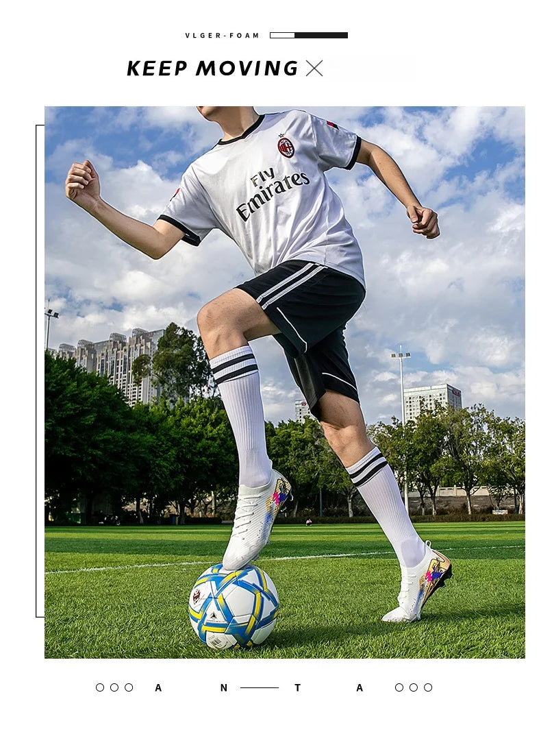 New Men Soccer Shoes FG Non-Slip Long Spikes Football Boots Soccer Cleats Training Shoes Match Ultralight Outdoor Drop Shipping