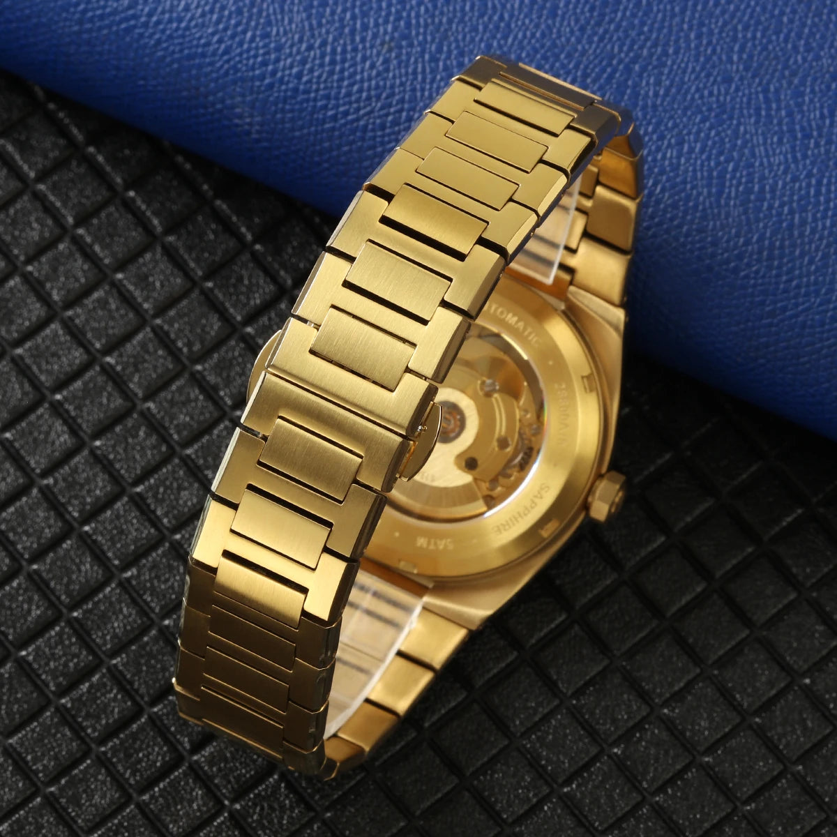 Montre automatique pour homme BERNY, dorée, verre saphir, aiguilles luminescentes, 100 % originale, équipée d'un mouvement PT5000, revêtement antireflet, modèle de luxe avec lunette interchangeable, étanche 5 ATM.