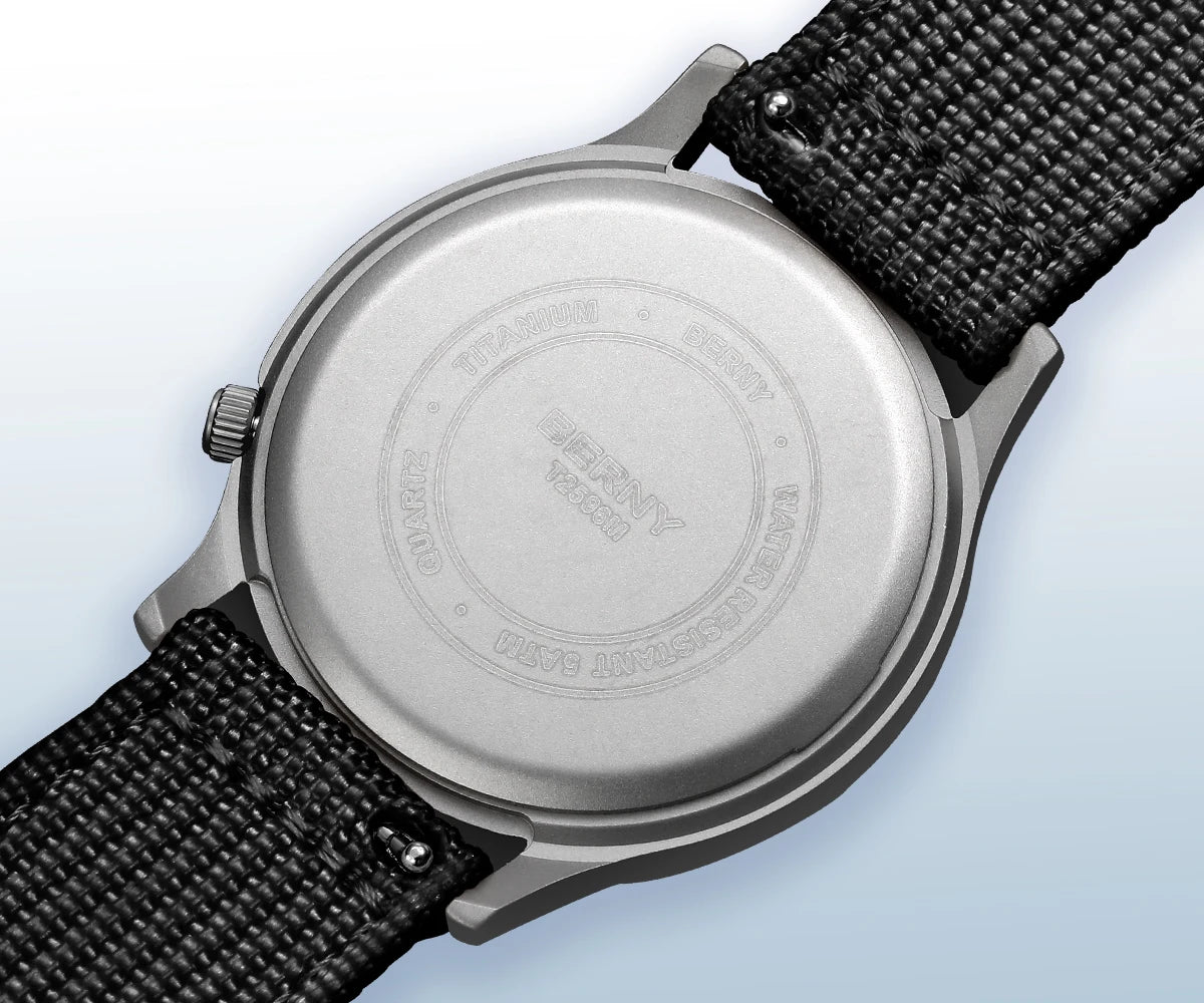 BERNY Titanium Watches for Men Classic Men's Field Watch Easy Read Outdoor Quartz Wristwatch Super Luminous Sapphire 5ATM