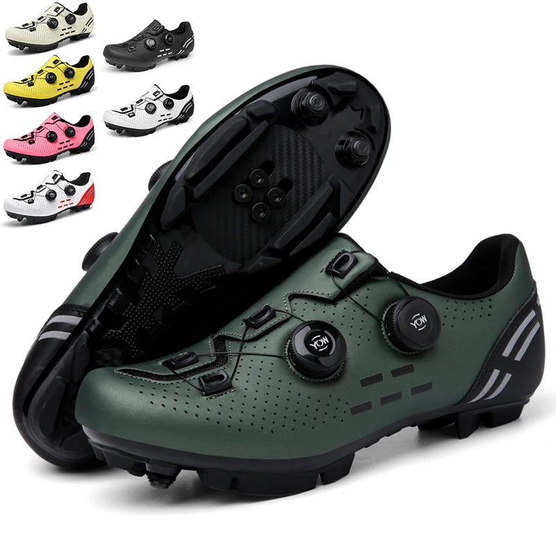 Sapatos de ciclismo para homem: sapatos profissionais de BTT e SPD; sapatos de corrida de montanha; sapatos de ciclismo de estrada SPD para mulher