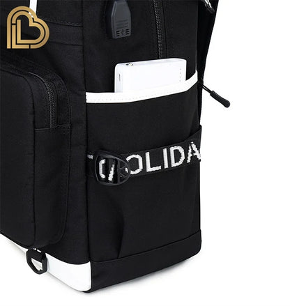 Ultima Knight F-Fortnited Battle Royale Backpack with USB Charging Anime Figures Study Stationery Compartment for Students