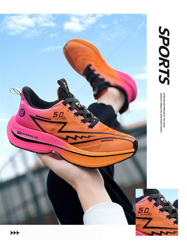 Heren hardloopschoenen met koolstofplaat, zacht gedempte, schokabsorberende sportschoenen, unisex sneakers, lichte antislip trainingsschoenen