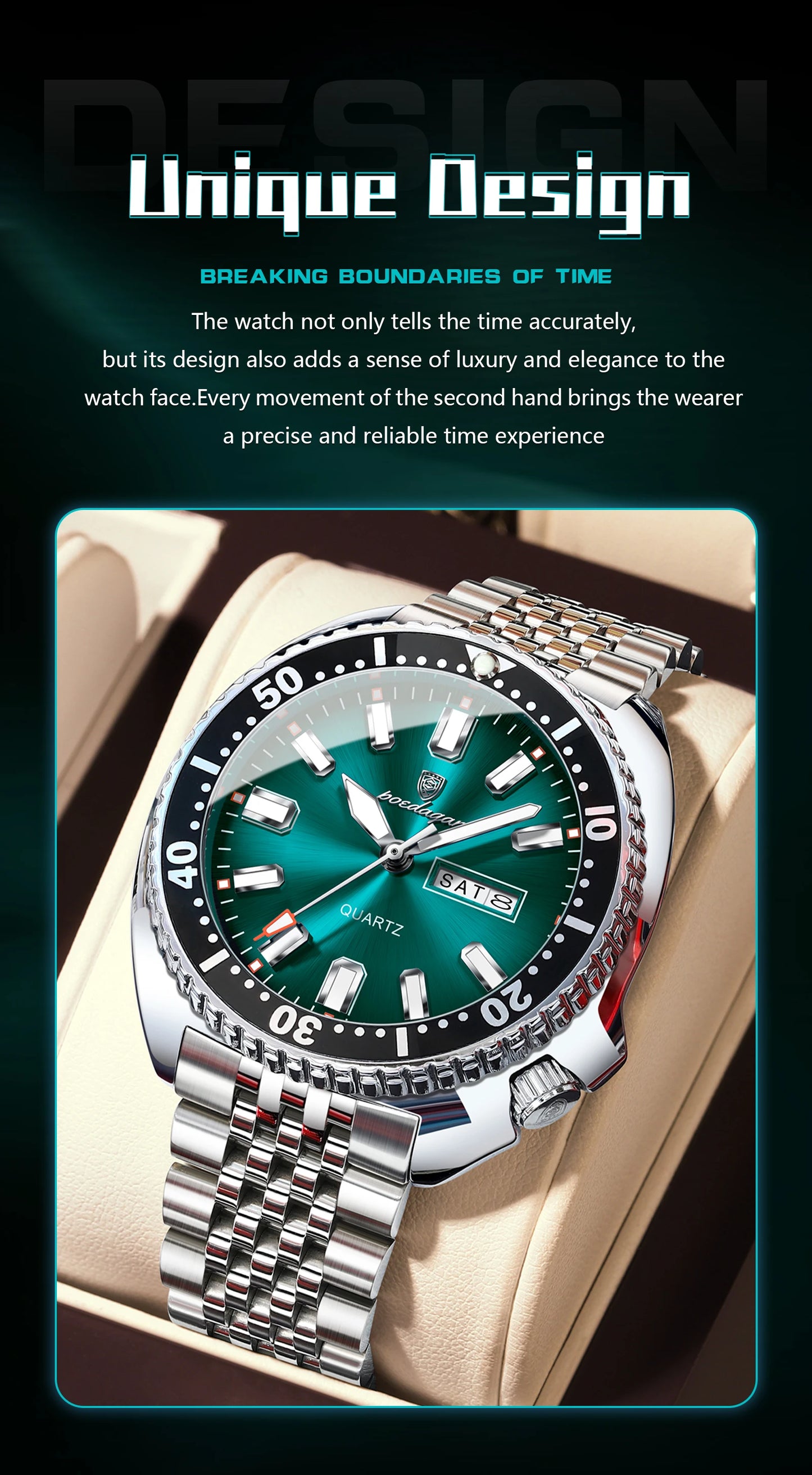 POEDAGAR Luxury Business Men Watch Date Week Waterproof Luminous Man Wristwatch Sport Stainless Steel Quartz Men's Watches Reloj
