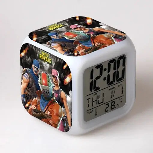 Fortnite-Wecker, niedlich, modisch, im Cartoon-Stil, personalisiert, kreativ, Kawaii, minimalistischer LED-Wecker, Geschenk zum Geburtstag von Freunden