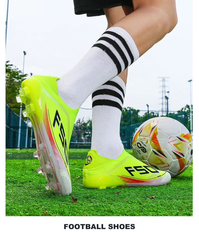 Neue Herren-Fußballschuhe, Futsal- und Outdoor-Sneaker, rutschfeste hochwertige Fußballschuhe mit Stollen für Rasenplätze, Bestseller, High-Top, leicht