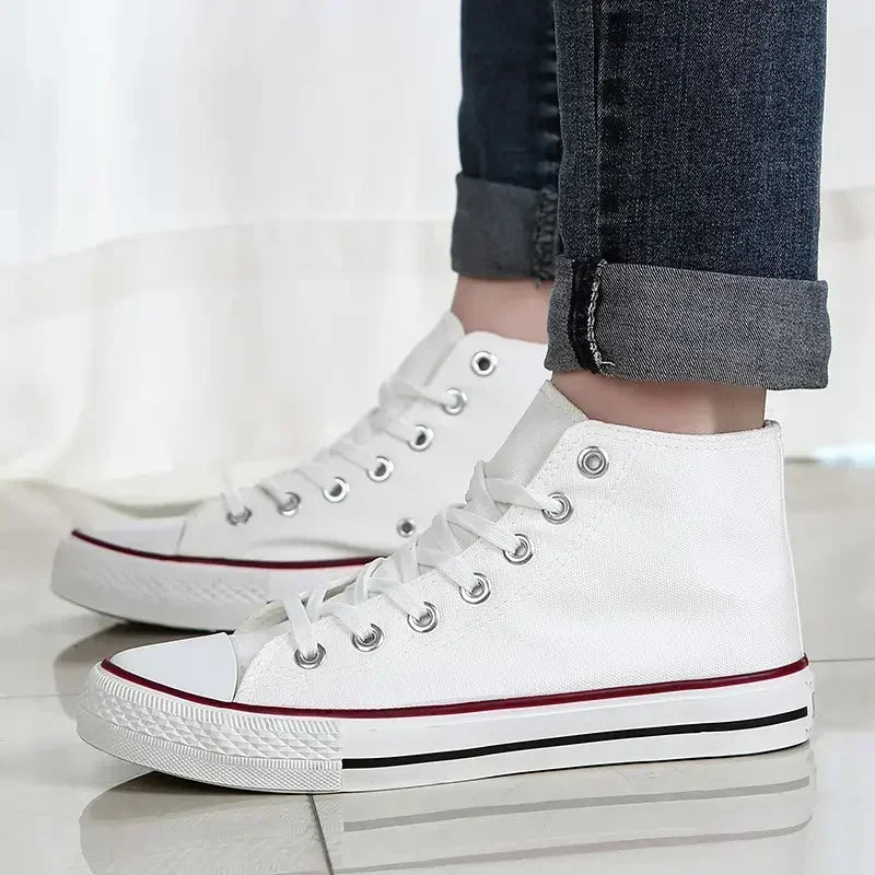 Baskets montantes classiques confortables, chaussures de sport plates, chaussures de marche confortables, mode respirante, toile de loisirs canisée, nouveau
