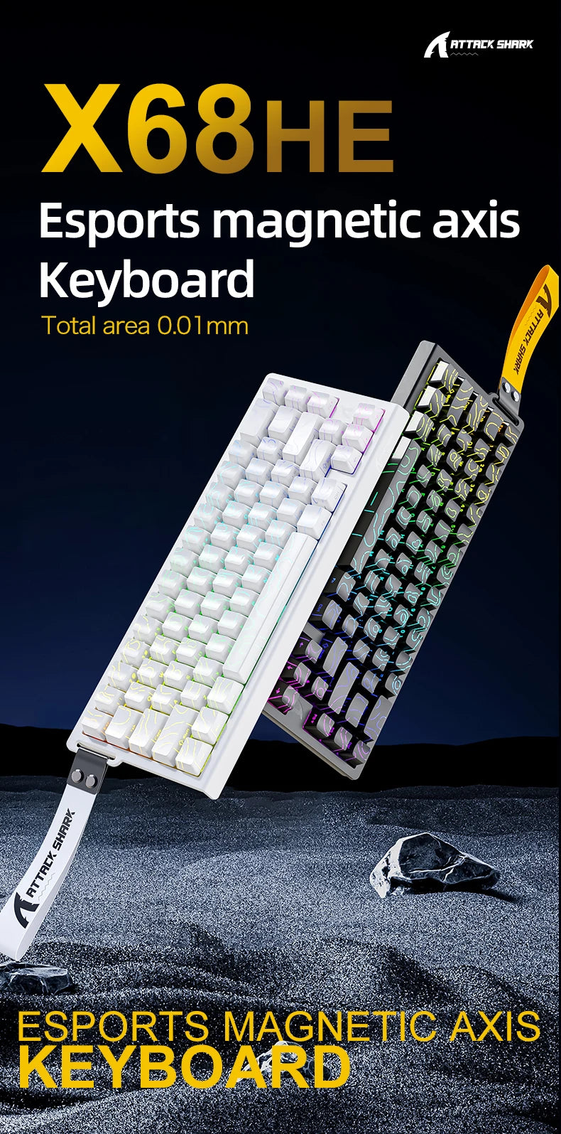 Magnetic Gaming Keyboard ATTACK SHARK X68HE X68PRO HE and FREEWOLF F68 Wired F68Pro Wireless for Pro Gaming 0.01mm Rapid Trigg