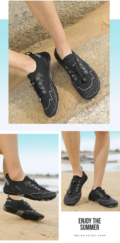 Sapatos para caminhar na água sem sapatos - Homem e Mulher - Sapatos de praia em malha de secagem rápida - Sapatos antiderrapantes para atividades ao ar livre - Sapatos unissexo para desportos aquáticos