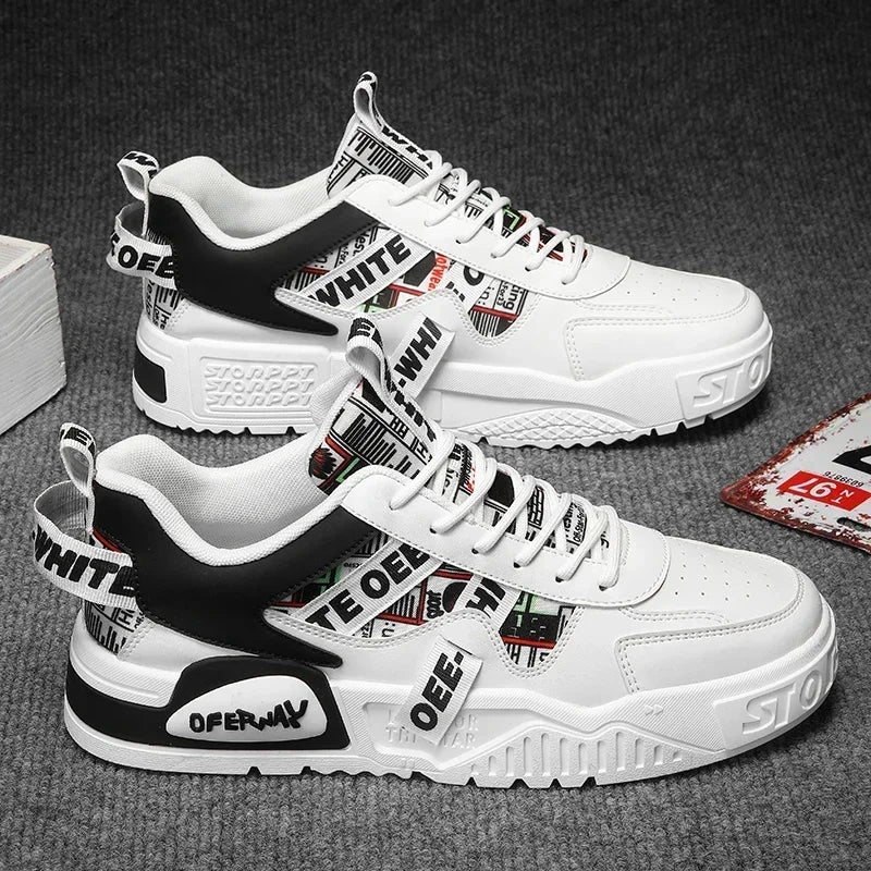 Scarpe da skateboard da uomo, sneakers estive, in pelle, casual, alla moda, per attività all'aperto, corsa, sport, escursionismo, tennis, con zeppa, di marca, di lusso