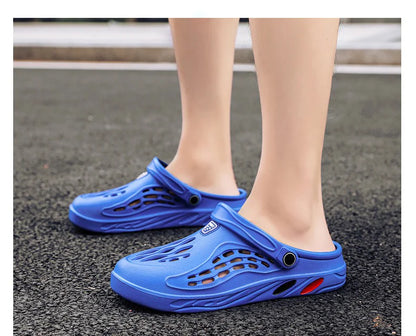 Sandales légères d'été pour hommes, chaussures décontractées, sabots troués, pantoufles plates de plage pour hommes, grande taille 49