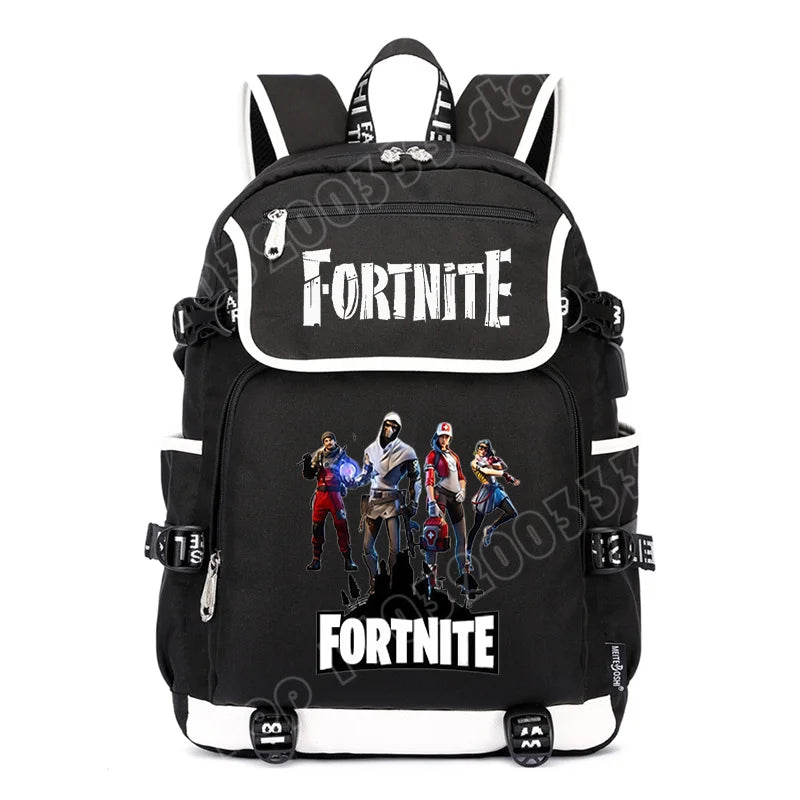 Fortnites Large Capacity Backpack Casual Shoulder Bag with USB Port Unisex Anime Students Schoolbag New Stylish Stationery Gift