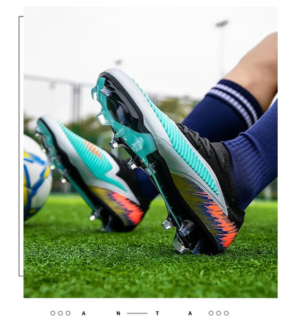 Men Football Boots Shoes FG Soccer Shoes Non-Slip Cleats Ultralight Soccer Match Long Spikes Outdoor Training Drop Shipping