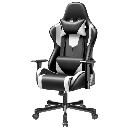 Gaming Chair, Ergonomic Game Chair, Multi-Level Adjustable, Swivel Home Office Chair, Black & White