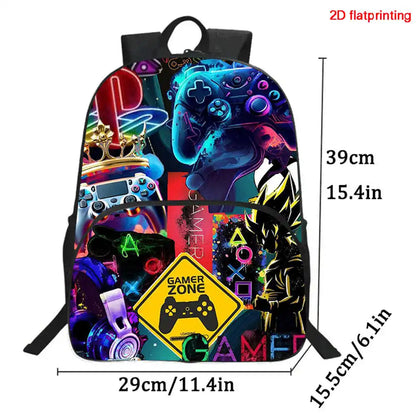 Fortnite 2-Piece Set Backpack with Front Pocket Pencil Case Large Capacity Cartoon Schoolbag Kids Boys Girls Gift Ages 5-8