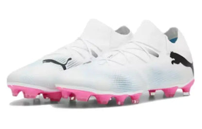 Chaussures de football Puma Future Match, confortables, polyvalentes, AG FG, durables, baskets, blanc, rose, 107715-01