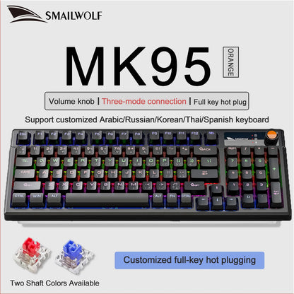 SMAILWOLF MK95 Bluetooth Wireless Three-Mode Mechanical Keyboard Arabic Russian Korean Thai Spanish Keyboard E-Sports Game