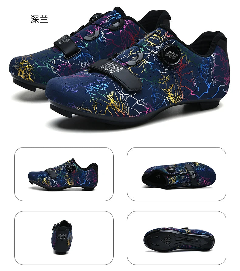 Zapatillas de ciclismo para hombre con cierre automático; zapatillas de ciclismo de carretera; zapatillas deportivas de ciclismo de montaña para exterior; zapatillas de ciclismo de spinning para mujer para interior
