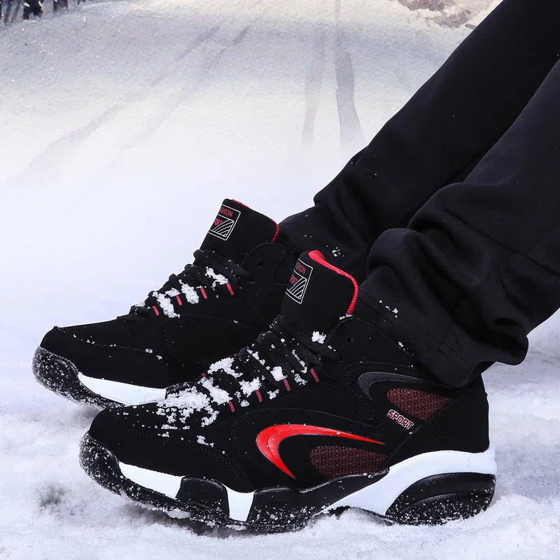 Botas de neve para homem, quentes para o inverno, casal, ténis casuais, moda, couro, desporto ao ar livre, corrida, ténis, homem, antiderrapantes, tamanho grande 48, ténis desportivos