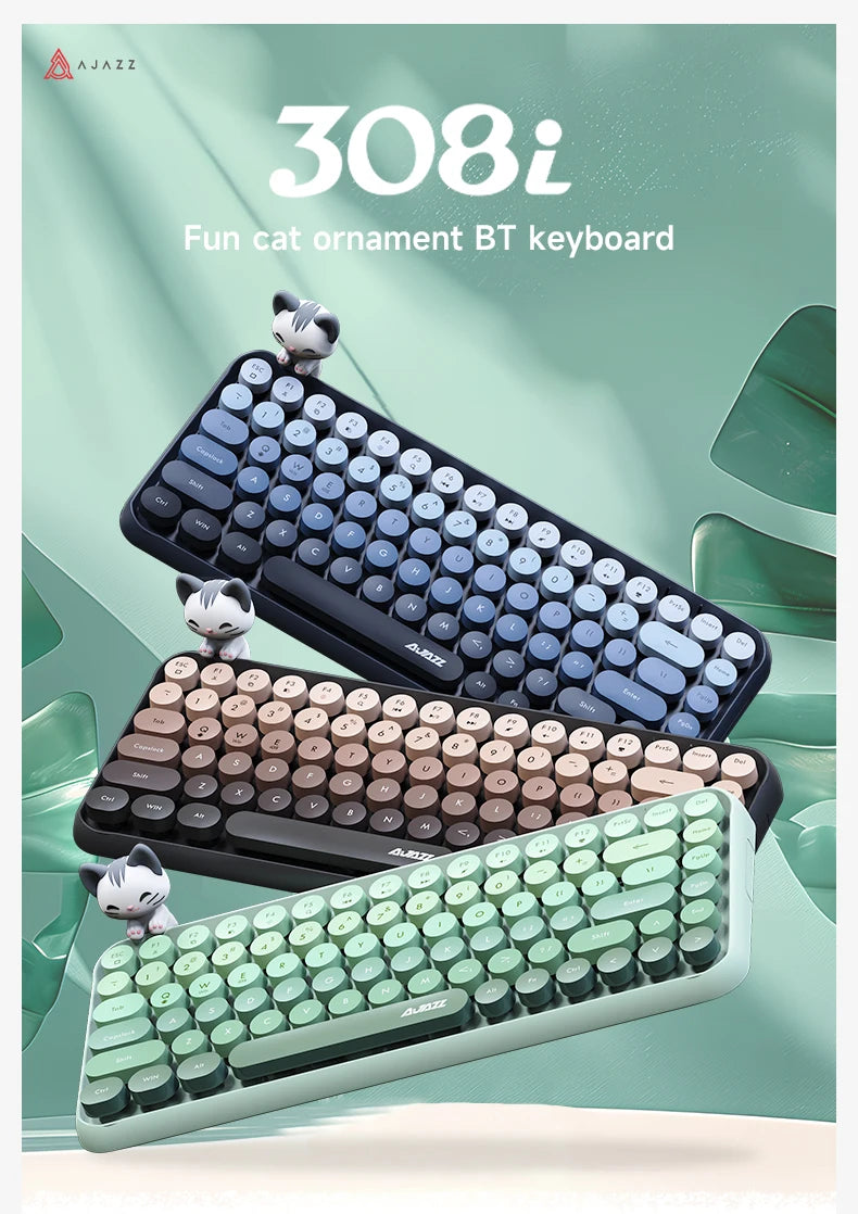 Teclado inalámbrico Ajazz 308I de 18/84 teclas con teclas redondas, Bluetooth, portátil 2.4GHz, teclado numérico para tablet, portátil y Android