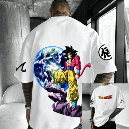 T-shirt de algodão de manga curta com estampado de Dragon Ball Z – Son Goku e Vegeta – Roupa para homem e mulher – Estilo Harajuku, Y2K, vintage, verão, streetwear