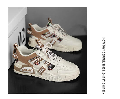 Scarpe da skateboard da uomo, sneakers estive, in pelle, casual, alla moda, per attività all'aperto, corsa, sport, escursionismo, tennis, con zeppa, di marca, di lusso