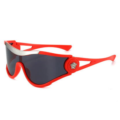 Oversized One-Piece Windproof Mask Sunglasses Women 2026 Luxury Fashion Vintage Steampunk Polygon Shield Wrap Around Sun Glasses