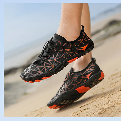 Sapatos para caminhar na água sem sapatos - Homem e Mulher - Sapatos de praia em malha de secagem rápida - Sapatos antiderrapantes para atividades ao ar livre - Sapatos unissexo para desportos aquáticos