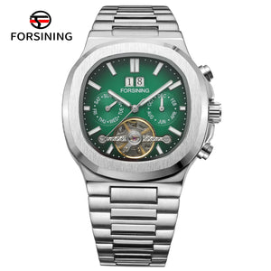 Forsining 481 Man New Tourbillon  Brands Watch Week Date Automatic Movement Mechanical Watches Stainless Steel Waterproof Clock