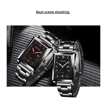 Fashion Watches for Men Luxury Rectangle Stainless Steel Men's Quartz Wristwatch Business Man Watch Clock Gift relogio masculino
