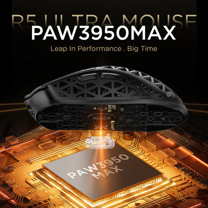 ATTACK SHARK R5 Ultra trådløs gamingmus i kulfiber, PixArt PAW3950MAX-gamingsensor, 42000DPI, 8000Hz, MCU Nordic 52840