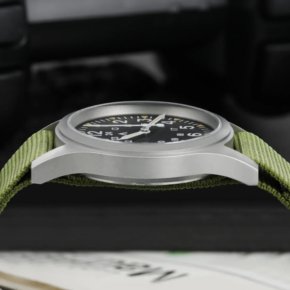 Militado ML05 38mm Military Watch Miyota 2035 Movement Domed Sapphire Crystal C3 Green Luminous 10Bar Waterproof Vintage Watches