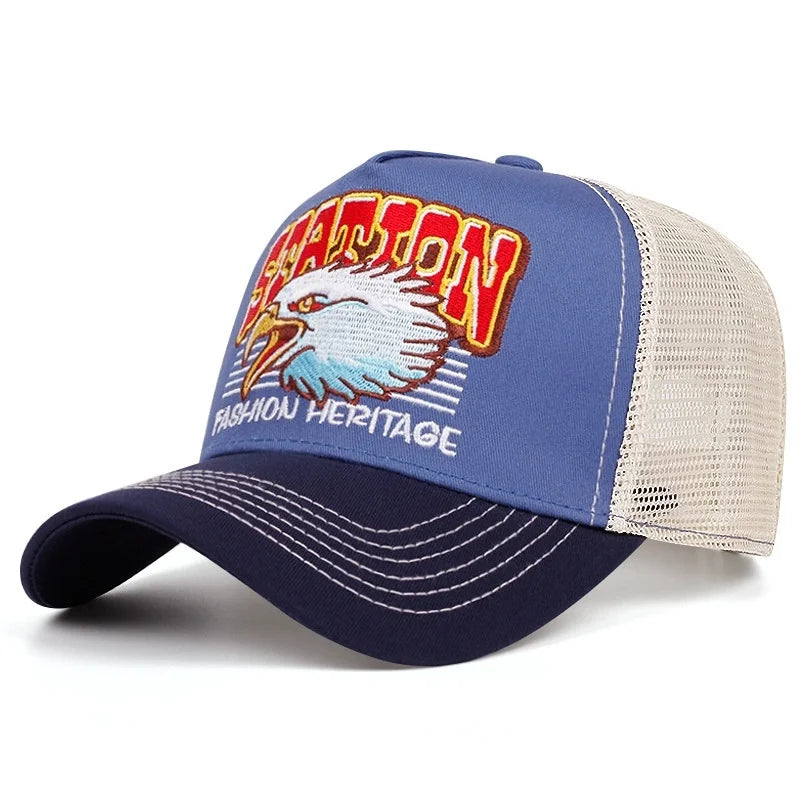 Hot Sale Unisex Baseball Cap Classic STATION Letter Pattern Mesh Cap Men And Women Breathable Streetwear Summer Trucker Hat