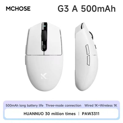 MCHOSE G3 V2 Pro trådløs gamingmus, tri-mode Bluetooth, 800mAh, genopladelig, let, tilpasset ergonomi, esportsmus