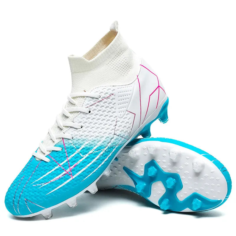 New Professional High Top Football Shoes Artificial Grass Leather Youth Students Training Soccer Shoes for Men And Women Sports