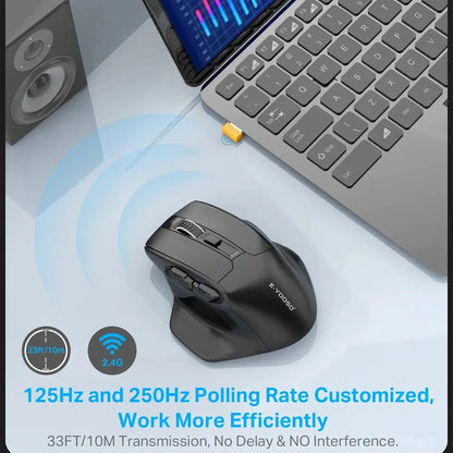 E-YOOSO X-31 USB 2.4G bezdrátová herní velká myš pro velké ruce PAW3212 4800 DPI 5 tlačítek pro hráče, počítač, notebook a PC