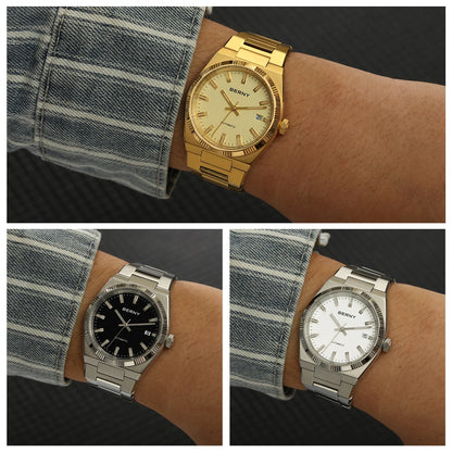 Montre automatique pour homme BERNY, dorée, verre saphir, aiguilles luminescentes, 100 % originale, équipée d'un mouvement PT5000, revêtement antireflet, modèle de luxe avec lunette interchangeable, étanche 5 ATM.