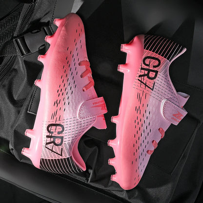 Nouvelles chaussures de football montantes à crampons longs pour adolescents et étudiants, adaptées aux garçons et aux filles, élégantes, durables et tendance