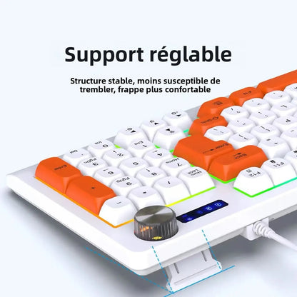 93-Key Minimalist Wired Gaming Keyboard Mixed Color Lighting With Multifunction Knob Mechanical Feeling Keyboard For PC Gamers