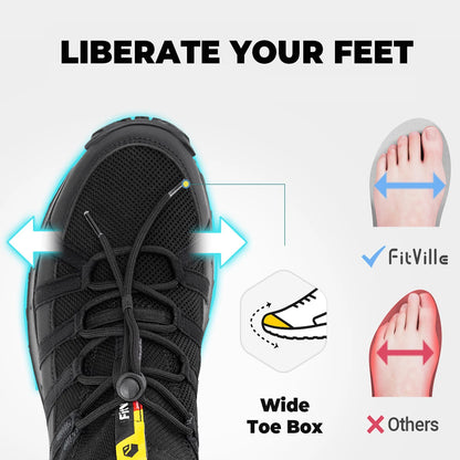 FitVille Wide Slip On Shoes For Men Walking Hiking Shoe Outdoor Trekking Loafer Arch Support Slip Resistant  Wide Toe Box