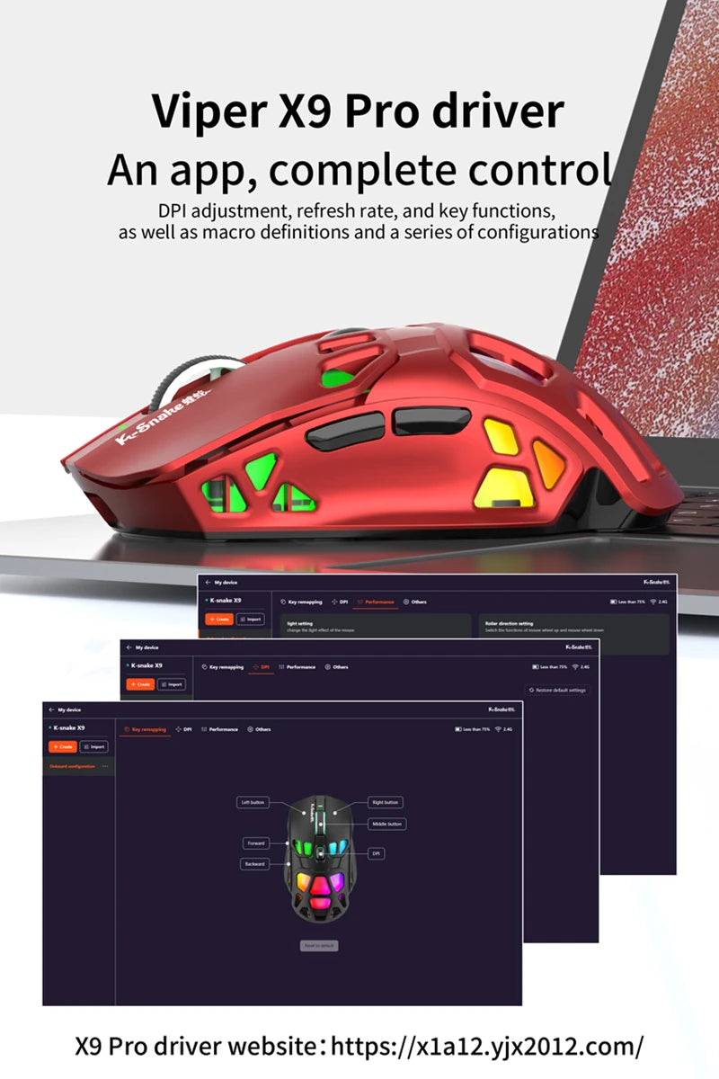 Lenovo X9Pro Tri-Mode Wireless Mouse 2.4G Bluetooth Wired Lightweight Magnetic Charging Dock Desktop Laptop Gaming&Office