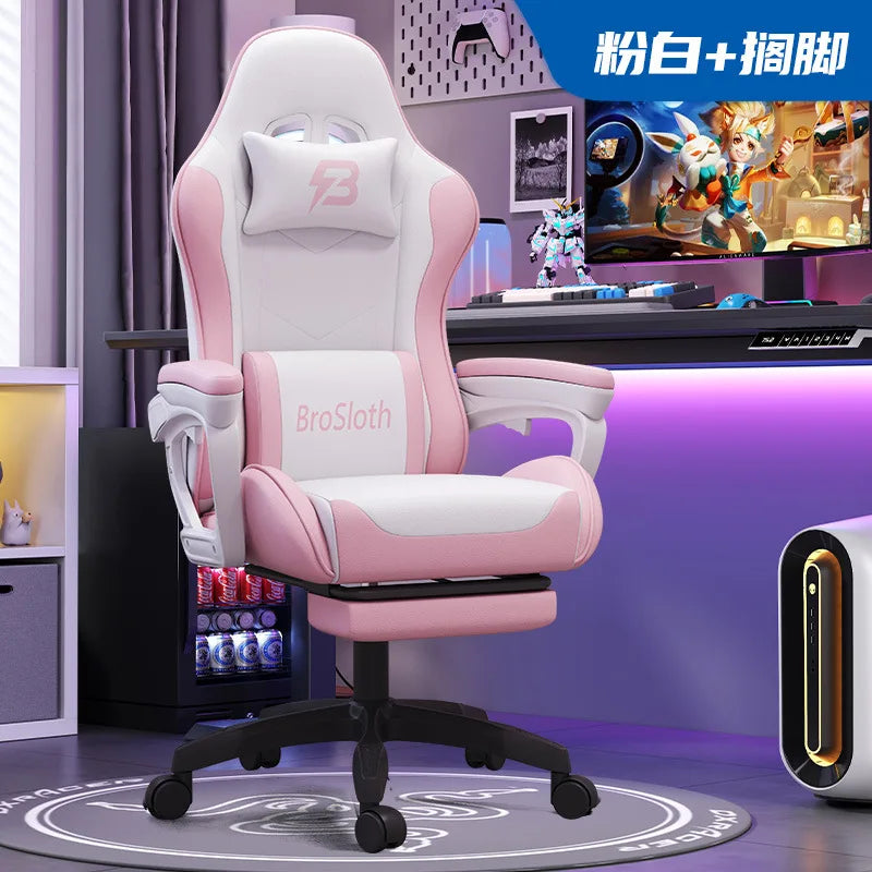 Gaming Chair for Ergonomic Desk Racing Office Adjustable High Back Game Swivel Leather Chair with Lumbar Support and Headrest
