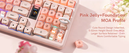 Womier Foundation WK98 Mechanical Keyboard With Display Pink Creamy 3 Mode Ergonomic Gasket Hot Swappable Gaming Keyboard