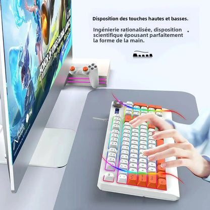 93-Key Minimalist Wired Gaming Keyboard Mixed Color Lighting With Multifunction Knob Mechanical Feeling Keyboard For PC Gamers