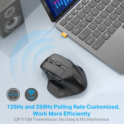 E-YOOSO X-31 Wireless Gaming Mouse for Big Hands, USB 2.4G Ergonomic Gaming Mouse, 4800 DPI Optical Mouse with 5 Buttons for PC & Laptop