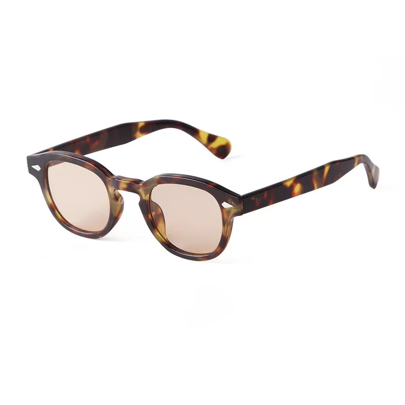 JNPCXI Vintage Round Sunglasses Women Men Retro Rivet Blue Gradient Female Sun Glasses UV400