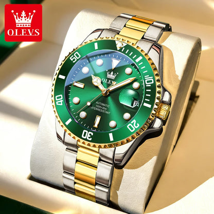 Reloj mecánico automático de lujo para hombre OLEVS 6650 – Resistente al agua, luminiscente, correa de acero – Reloj de pulsera para hombre, estilo profesional, marca de prestigio