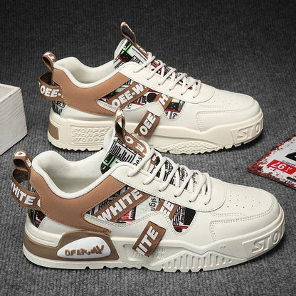 Scarpe da skateboard da uomo, sneakers estive, in pelle, casual, alla moda, per attività all'aperto, corsa, sport, escursionismo, tennis, con zeppa, di marca, di lusso