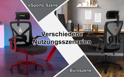 Symino Office Chair With Adjustable Headrest, Armrests, Lumbar Support, Ergonomic Office Chair, Rotating Rocker Function