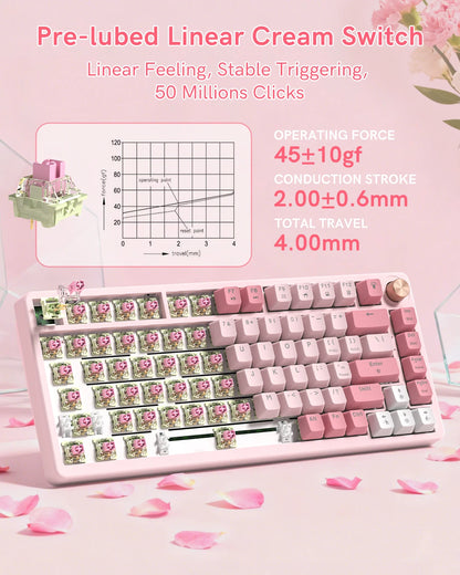 Womier VK75 Wired Mechanical Keyboard Retro Pink Custom Hot-swappable Keyboard for PC Computer Laptop