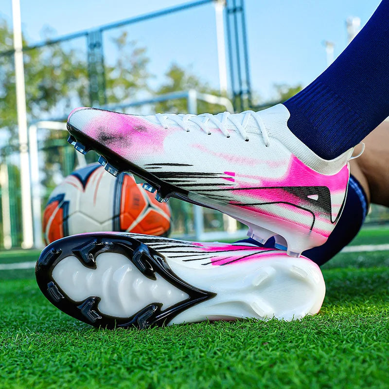 Chaussures de Football professionnelles à fond FG pour hommes, chaussures d'entraînement confortables et durables pour adultes, chaussures de Football à lacets pour adolescents